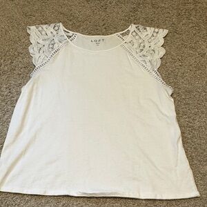 LOFT Ivory Lace Accent Blouse size XL
